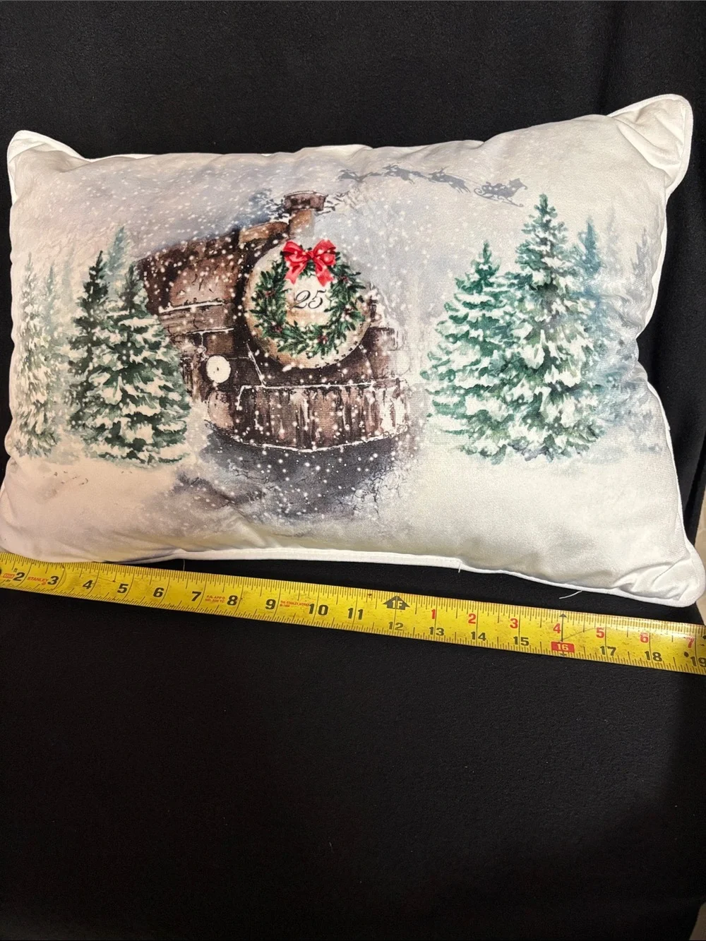 Christmas Holiday Pillow Pine Trees with Snow Design
